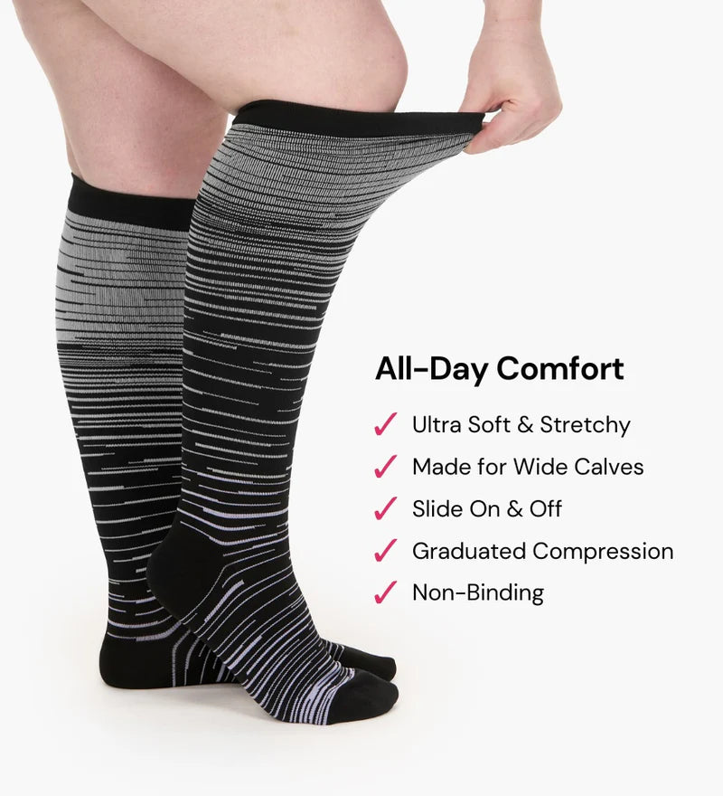 Wide Compression Socks - Stripes